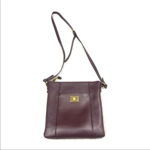 Ralph Lauren Maroon Pebbled Leather Crossbody Bag